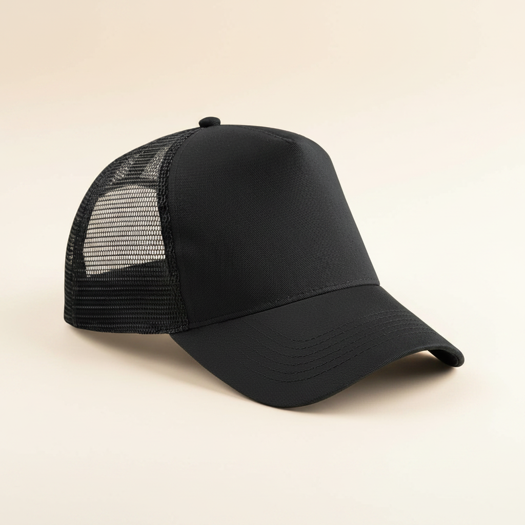 Trucker cap all black - studio cream